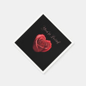 ハート型の赤いバラあなたは愛された –  スタンダードカクテルナプキン (角)