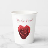 ハート型の赤いバラあなたは愛された –  紙コップ (裏面)