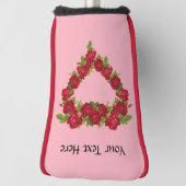 ハート型の赤いバラかわいらしのリースオンピンク ゴルフヘッドカバー (回転90)