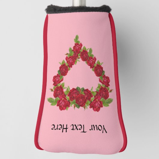 ハート型の赤いバラかわいらしのリースオンピンク ゴルフヘッドカバー (回転90)