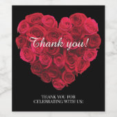 ハート型の赤いバラのエンゲージメントバレンタイン ワインラベル (シングルラベル)