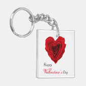 ハート型の赤いバラのバレンタインデー キーホルダー (正面左)