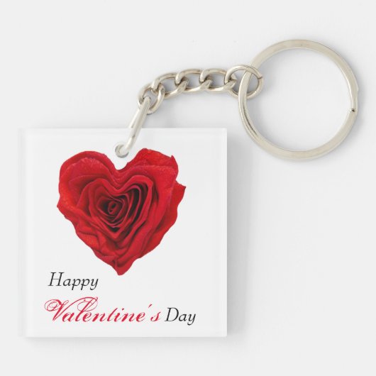 ハート型の赤いバラのバレンタインデー キーホルダー (裏面)