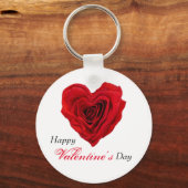 ハート型の赤いバラのバレンタインデー キーホルダー (正面)