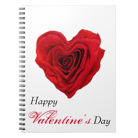 ハート型の赤いバラのバレンタインデー ノートブック (正面)