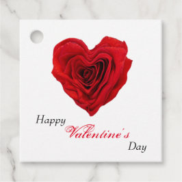 ハート型の赤いバラのバレンタインデー フェイバータグ