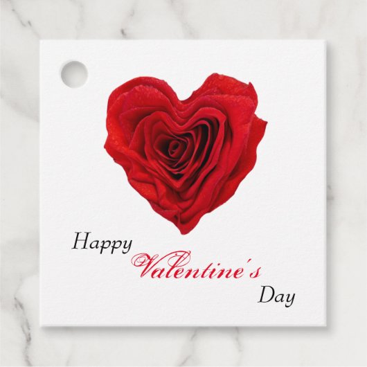 ハート型の赤いバラのバレンタインデー フェイバータグ (正面)