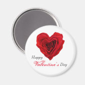 ハート型の赤いバラのバレンタインデー マグネット (正面/裏面)