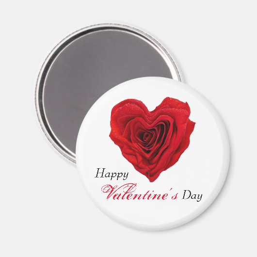 ハート型の赤いバラのバレンタインデー マグネット (正面/裏面)