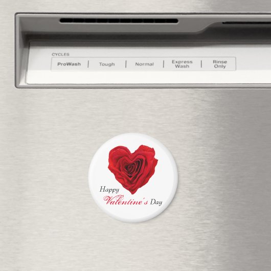 ハート型の赤いバラのバレンタインデー マグネット (インサイチュ (食洗機))