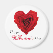ハート型の赤いバラのバレンタインデー マグネット (正面)