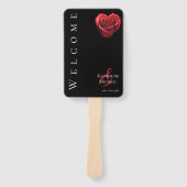 ハート型の赤いバラ結婚の花 – ハンドファン (正面)