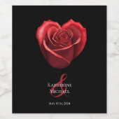 ハート型の赤いバラ結婚の花 –  ワインラベル (シングルラベル)