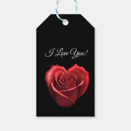 ハート型の赤いバラ – ギフトタグ