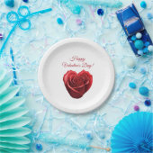 ハート型の赤いバラ – バレンタインの日 –  ペーパープレート (パーティー)