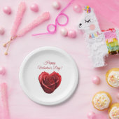 ハート型の赤いバラ – バレンタインの日 –  ペーパープレート (パーティー)
