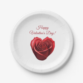 ハート型の赤いバラ – バレンタインの日 – ペーパープレート
