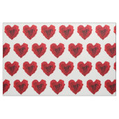 ハート型の赤いバラ ファブリック (ファットクウォーター)