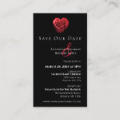 ハート型の赤いバラ – 日付を保存 –  名刺 (正面)