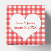 ハート型の赤と白のギンガム好きな人へのお礼の箱 フェイバーボックス (上部)