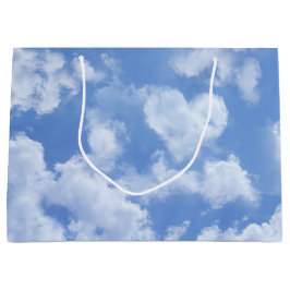 ハート型の雲がかわいい青空 チェアフル ファン ラージペーパーバッグ