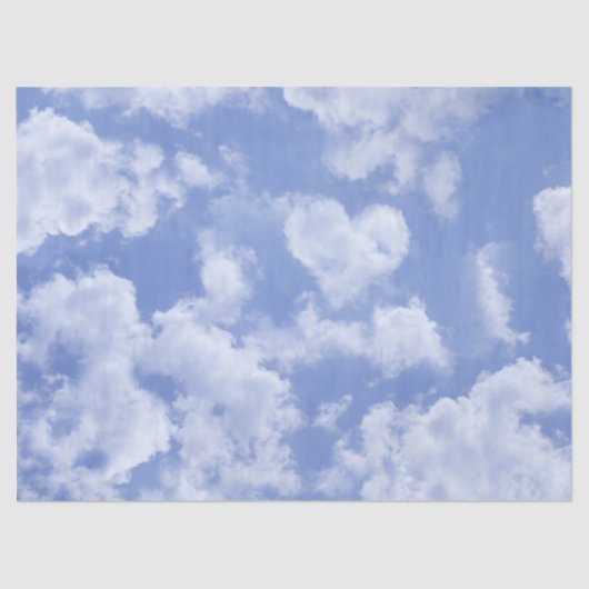 ハート型の雲がかわいい青空 明るい楽しい 薄葉紙 (正面)