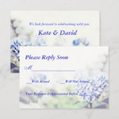 ハート型の青いアジサイの出欠確認 出欠カード (正面/裏面)