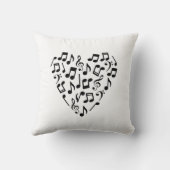 ハート型の音符の枕（明るい背景） クッション (裏面)