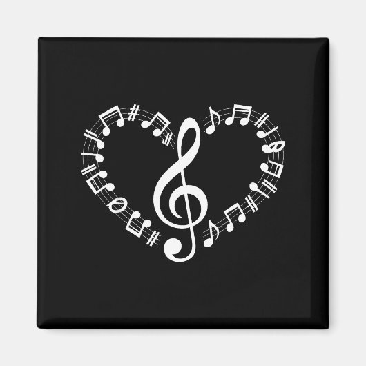 ハート型の音符 音楽好き ハッピー バレン マグネット (正面)