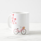 ハート型の風船と自転車 コーヒーマグカップ (正面左)