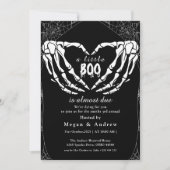 ハート型の骨の手 パーティ ハロウィン 招待状 (正面)