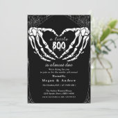 ハート型の骨の手 パーティ ハロウィン 招待状 (スタンド正面)