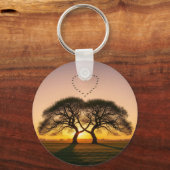 ハート型の鳥の群れ – ロマンチック キーホルダー (正面)