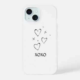 ハート型のXOXOデザインのスマホケース iPhone 15ケース
