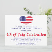 ハート型アメリカ国旗 | 7月4日 招待状 (スタンド正面)