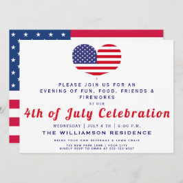 ハート型アメリカ国旗 | 7月4日 招待状