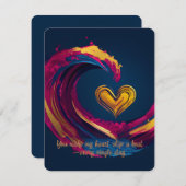 ハート型アートラブ引用文バレンタインズデイカード シーズンカード (正面/裏面)