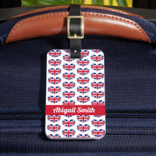 ハート型イギリス国旗/ユニオンジャックパーソナライズされた ラゲッジタグ