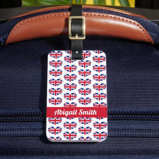 ハート型イギリス国旗/ユニオンジャックパーソナライズされた ラゲッジタグ (正面インサイチュ2)