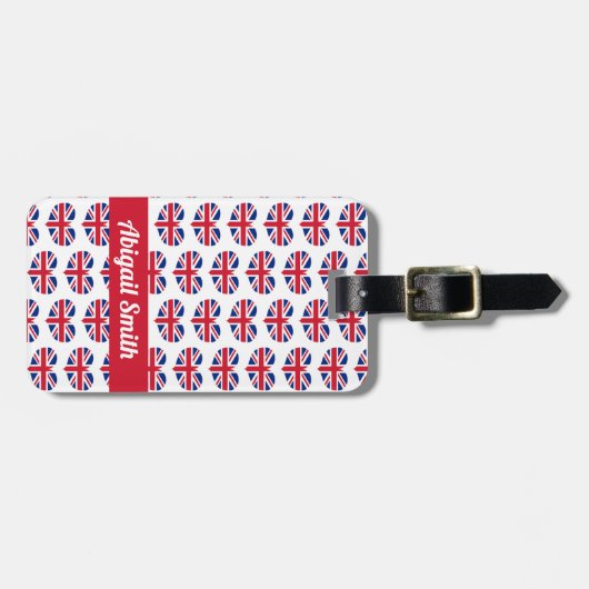 ハート型イギリス国旗/ユニオンジャックパーソナライズされた ラゲッジタグ (正面横)