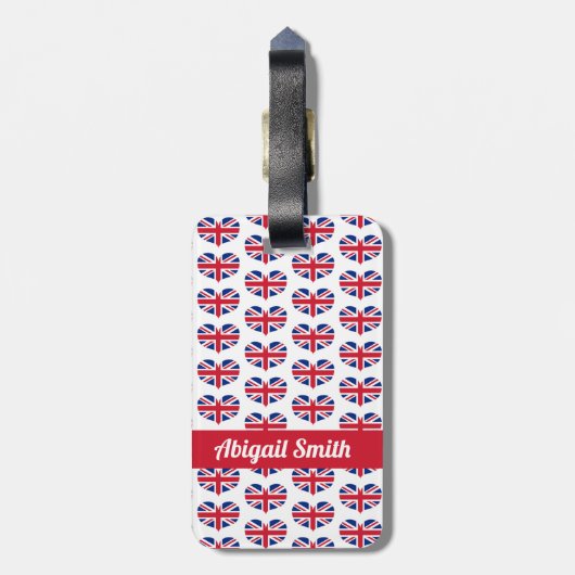 ハート型イギリス国旗/ユニオンジャックパーソナライズされた ラゲッジタグ (裏面縦)