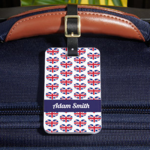 ハート型イギリス国旗/ユニオンジャックパーソナライズされた ラゲッジタグ