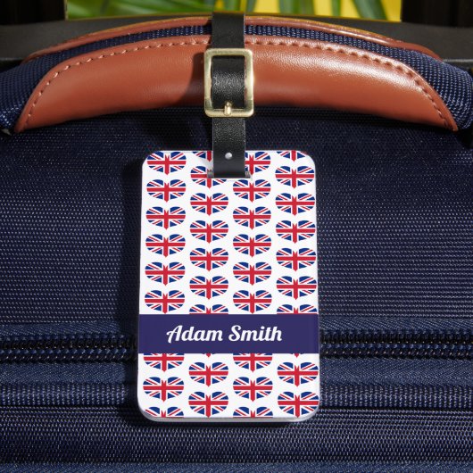 ハート型イギリス国旗/ユニオンジャックパーソナライズされた ラゲッジタグ (正面インサイチュ2)