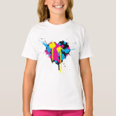 ハート型インク（ばちゃばちゃ）跳ねるガールズTシャツ Tシャツ (正面)