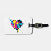 ハート型インク（ばちゃばちゃ）跳ねるラゲッジタグ ラゲッジタグ (正面横)