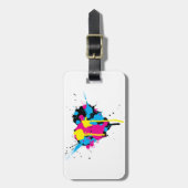 ハート型インク（ばちゃばちゃ）跳ねるラゲッジタグ ラゲッジタグ (正面縦)