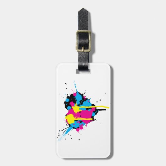 ハート型インク（ばちゃばちゃ）跳ねるラゲッジタグ ラゲッジタグ (正面縦)