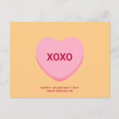 ハート型オレンジのバレンタインデー会話 ポストカード (正面)