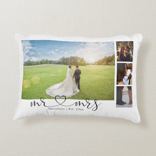 ハート型オーダーメイド写真コラージュ 夫婦愛 アクセントクッション (裏面)