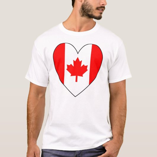 ハート型カナダ国旗のバレンタイン Tシャツ (正面)